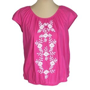 St. John's Bay Pink Embroidered Blouse, Petite XL